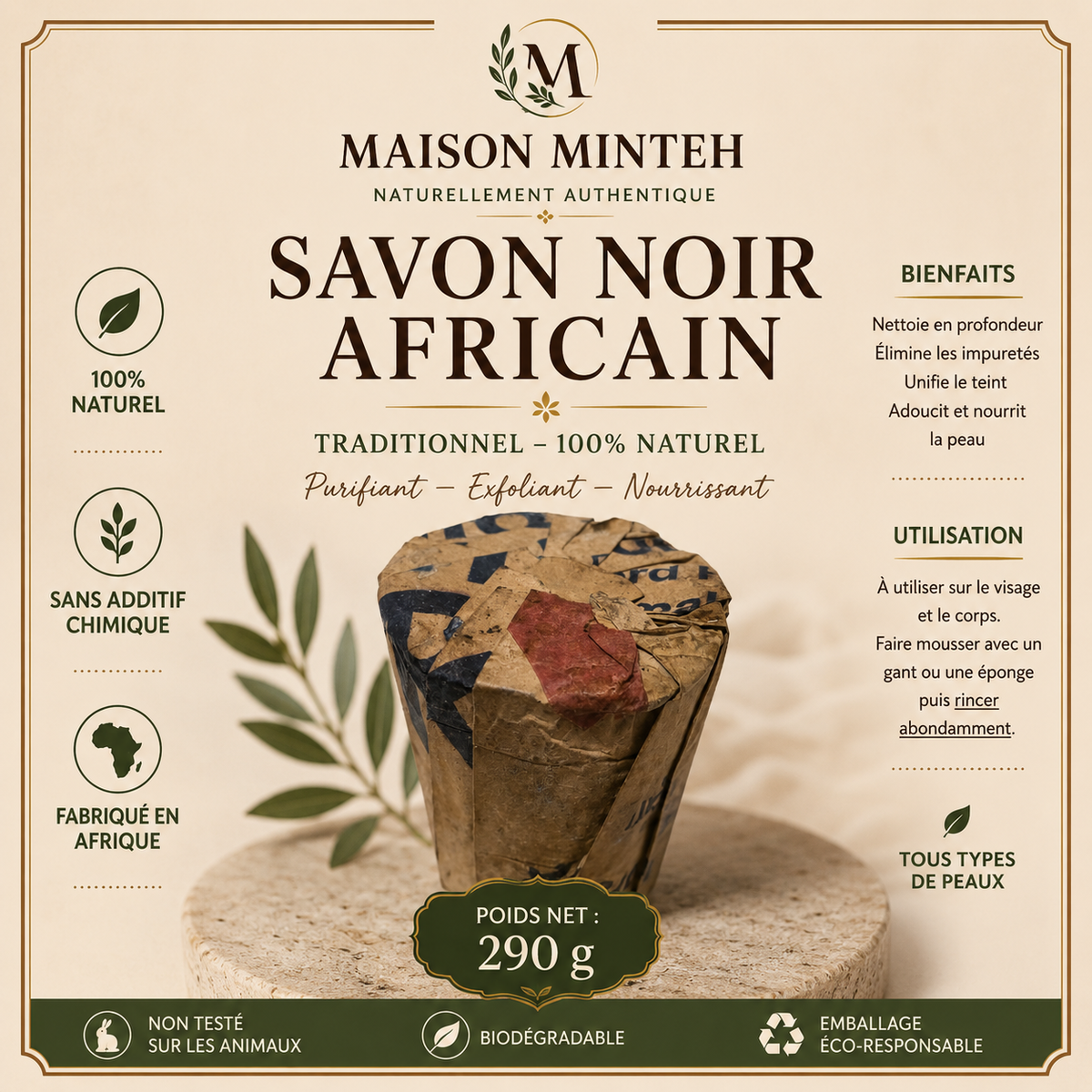 Savon Noir Africain / 290g